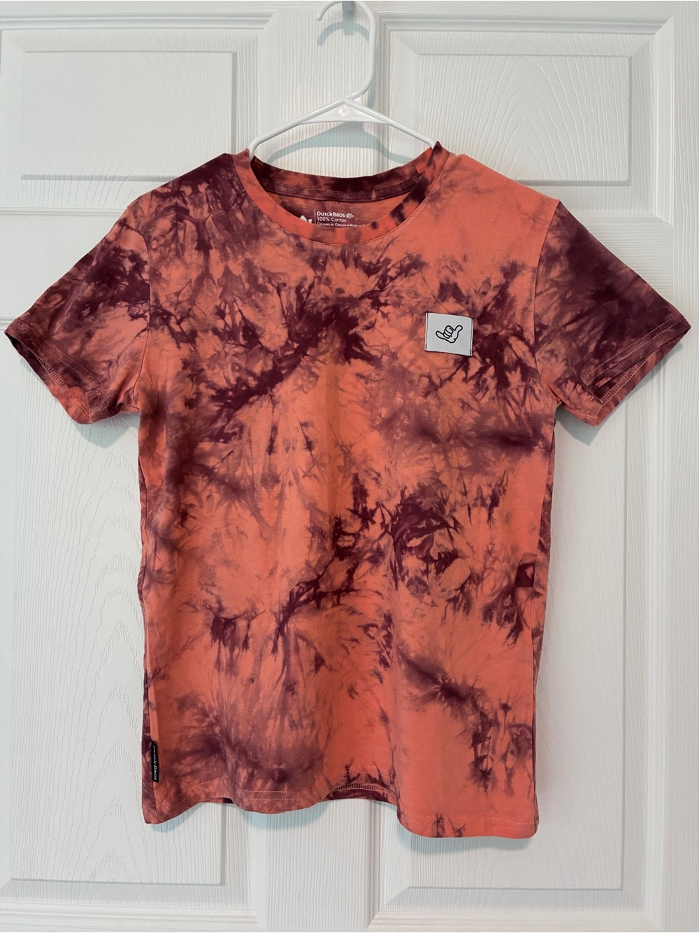 Dutch Bros Tie-Dye Short Sleeve Tee Orange & Maroon